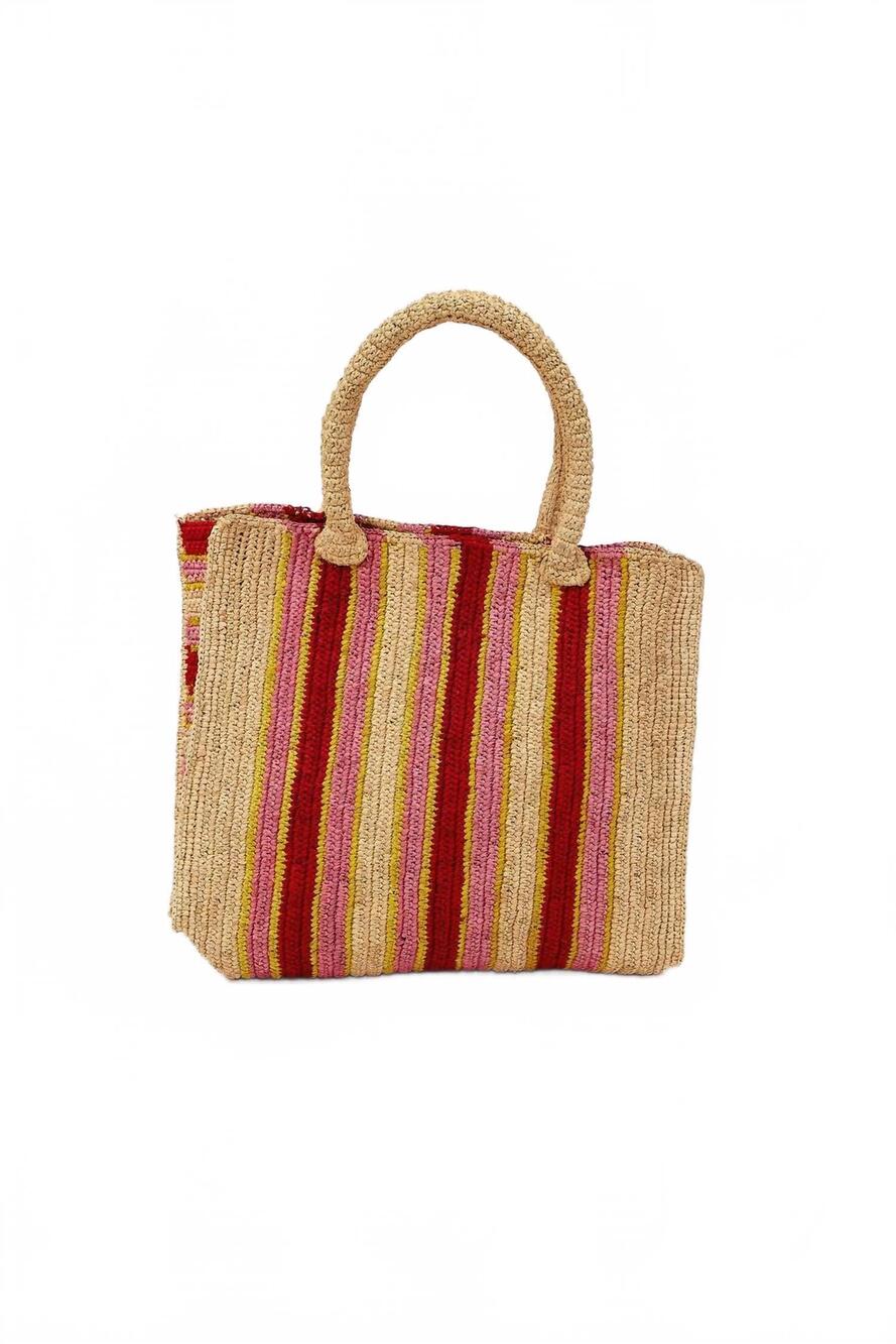 NEW HAT ATTACK women's arlington striped tote bag in sunset stipe